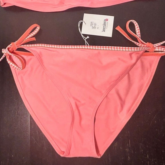 Lemlem Lena Bikini Swim Set Bandeau Halter Top (XL) & Tie Side Bottoms (L) Coral - Picture 4 of 15